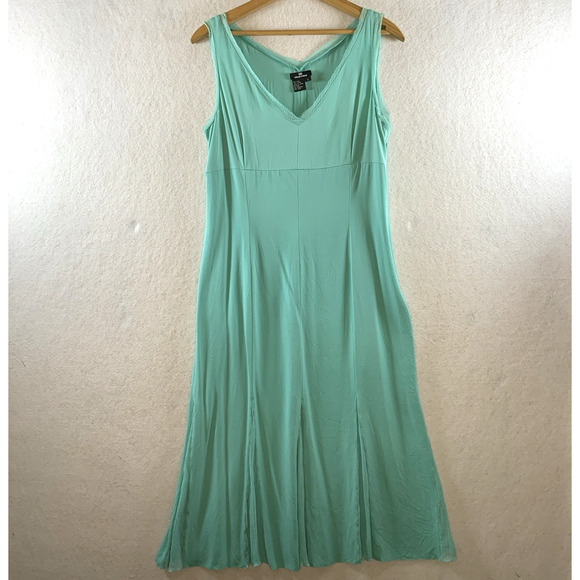 Womens Silk Maxi Dress Sz 8 Aqua Empire Romantic Flowy Chiffon Y2K Fairy Mermaid - Picture 1 of 16